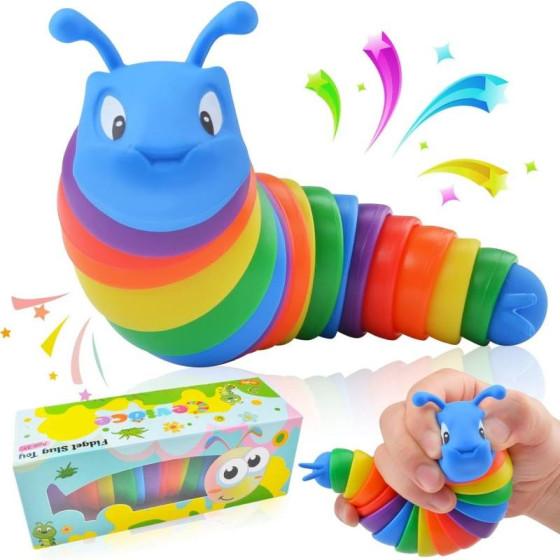 Cevioce Fidget Slug Toy, Sensory Slug Fidget Toy for Kids and Adults, Autism Sensory Toy for Toddlers, Toy for Kids Ages 3+, Easter Basket Gifts for Boys Girls